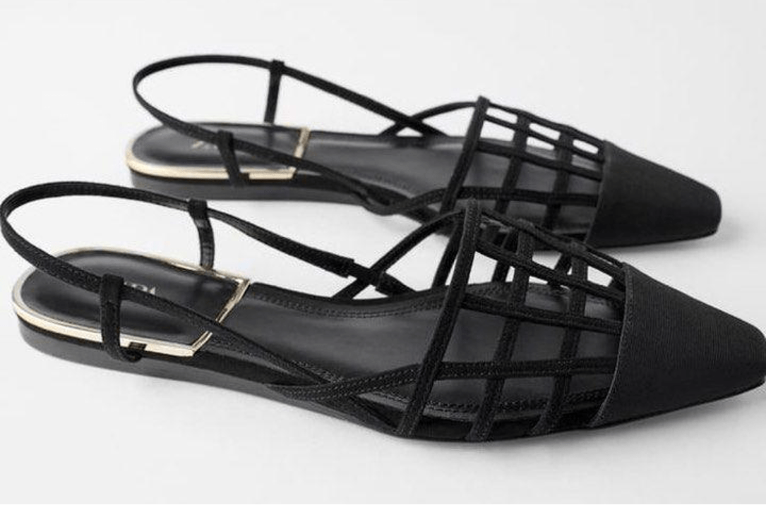 Black Zara slingback flats