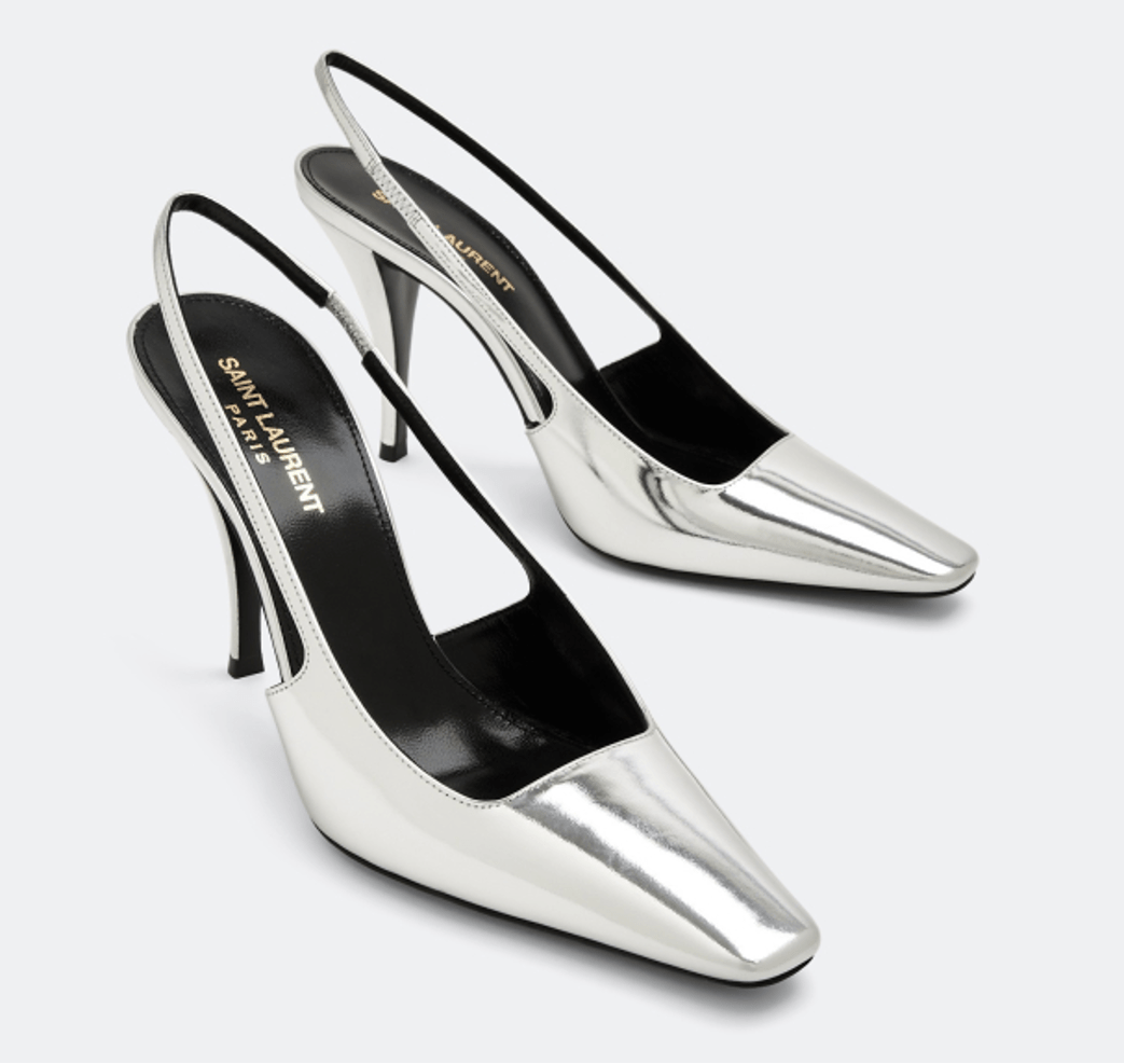 Silver Yves Saint Laurent Slingbacks