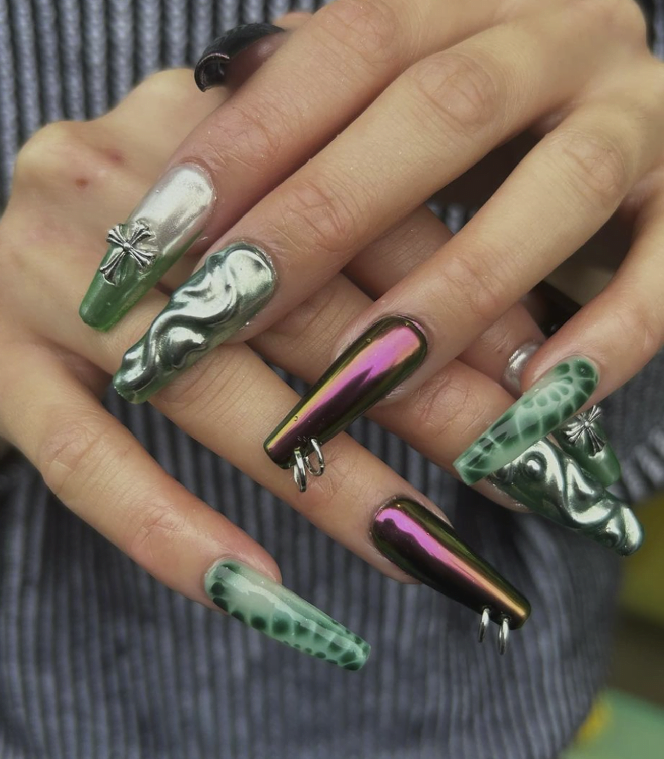 Crazy nail art with piercings by Linda
