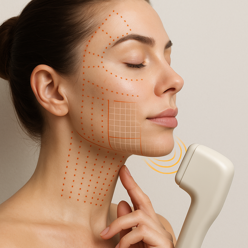 HIFU targeting areas of face