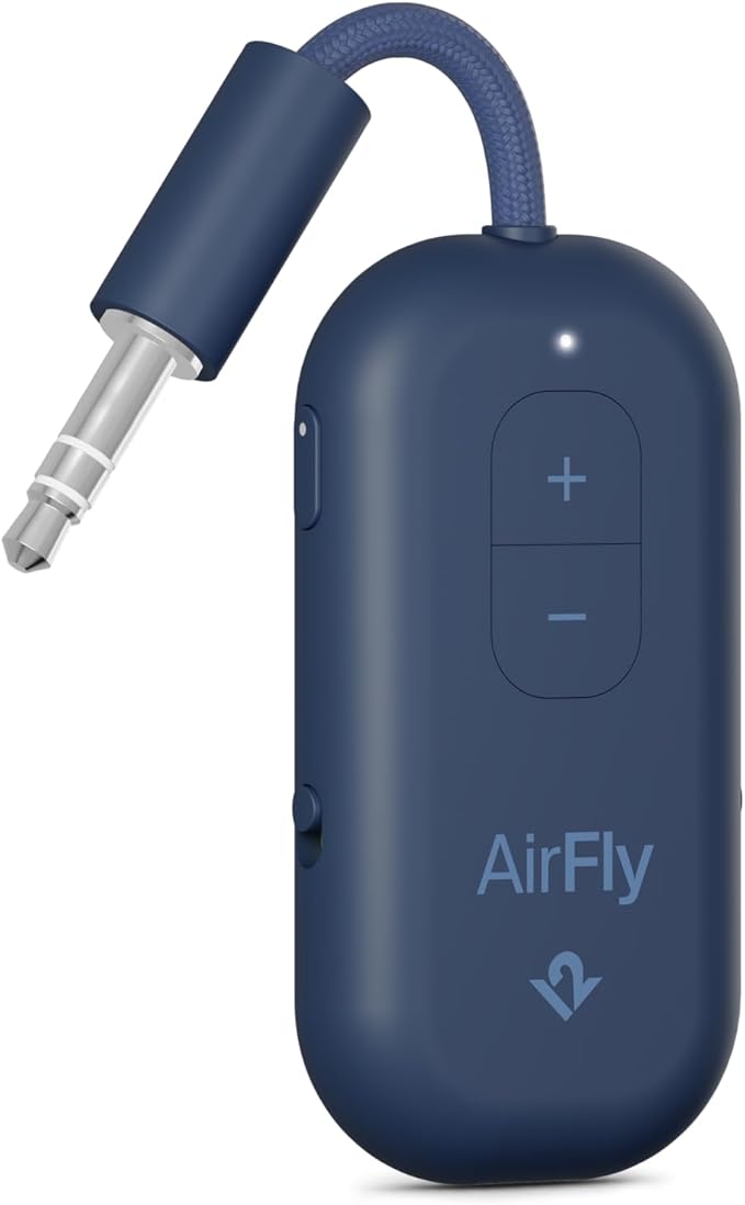 Twelve South AirFly Pro 2 Bluetooth 5.0 Transmitter/Receiver for TV/Airplane to 2 Wireless Headphones