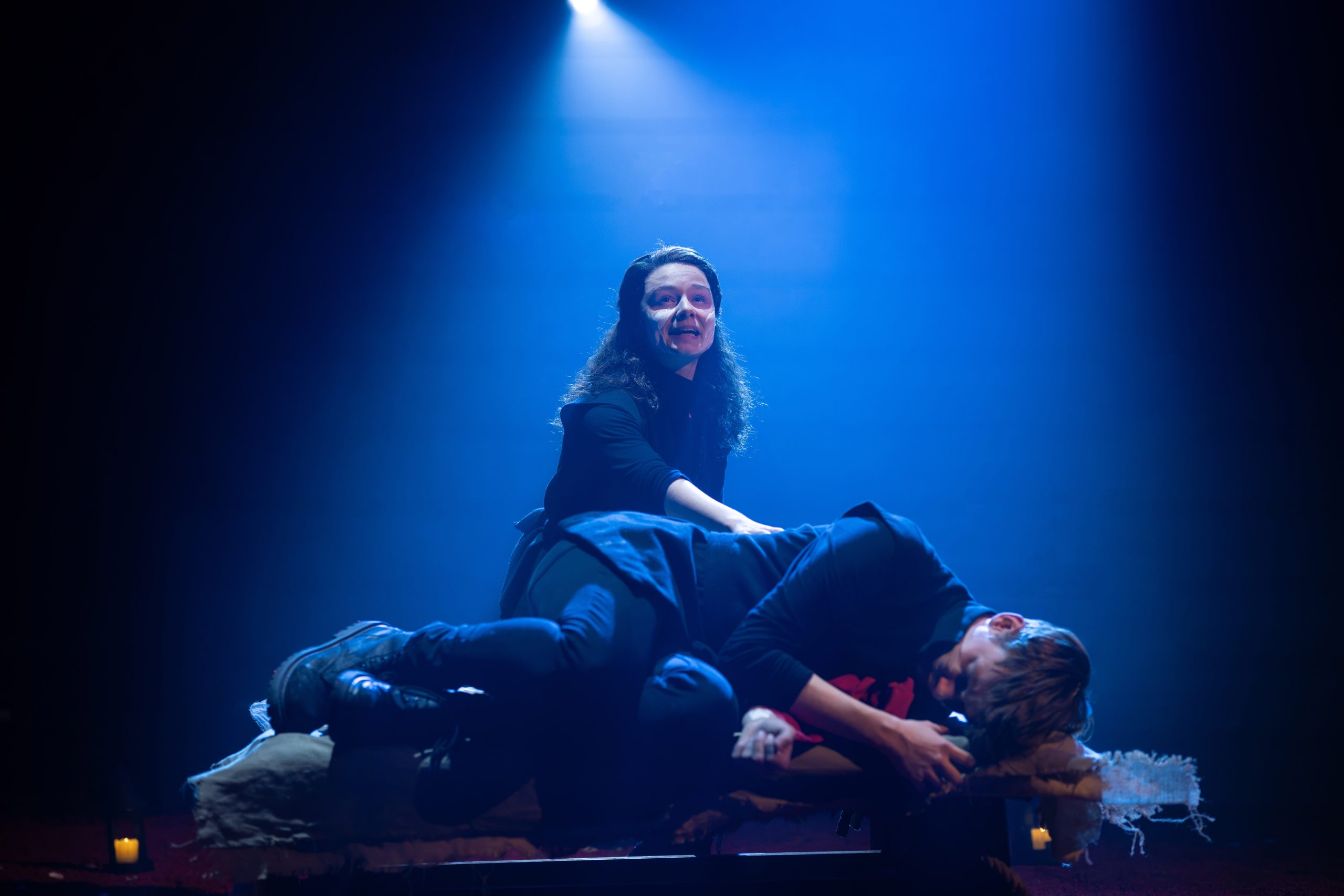 Bethan Louise Honer (Young Bertrande) and Dan Hand (Young Martin) in Martin Guerre at The Old Vic 2026