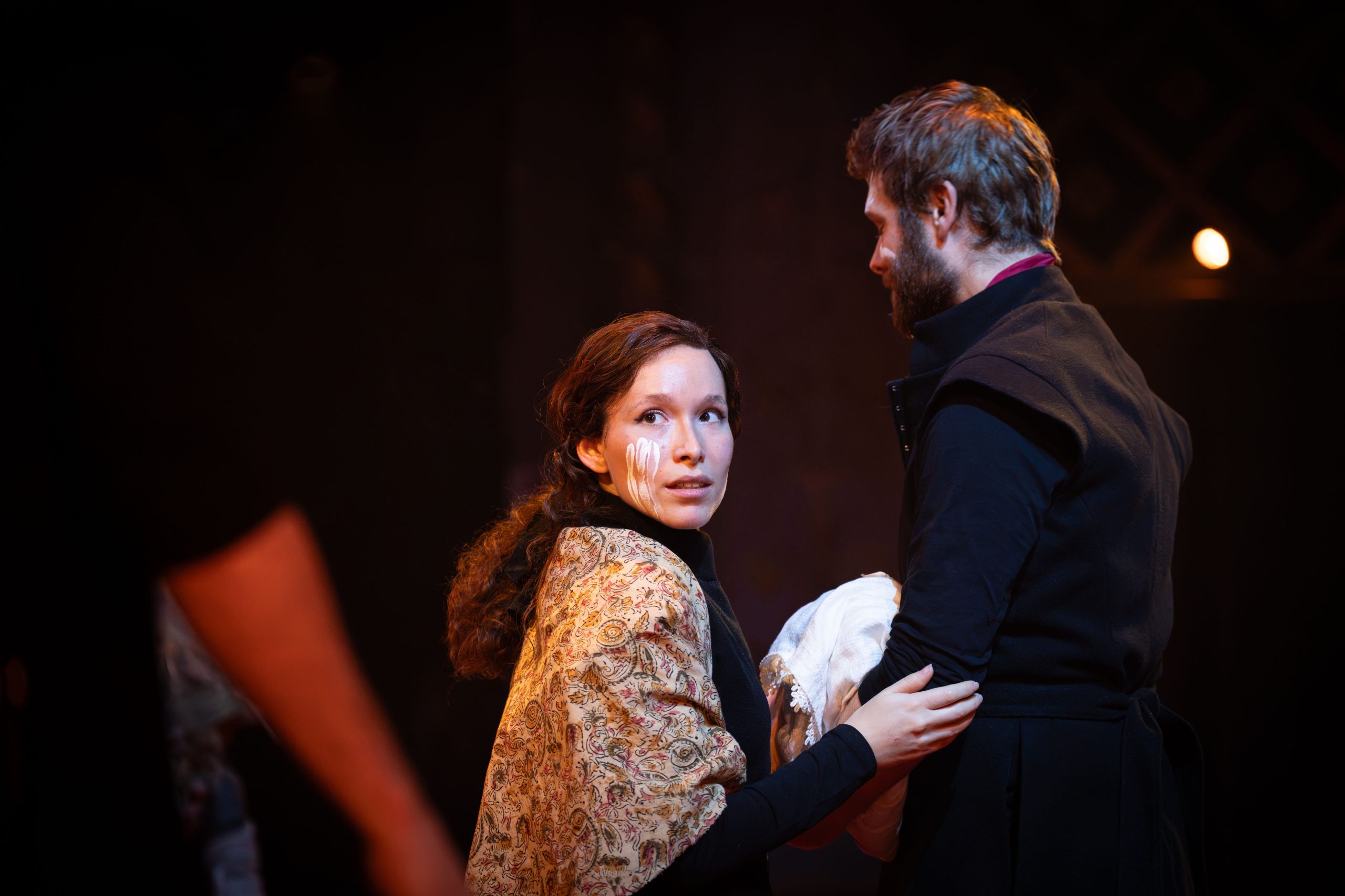 Liv Andrusier as Bertrande with Shane O’Riordan in Martin Guerre at The Old Vic